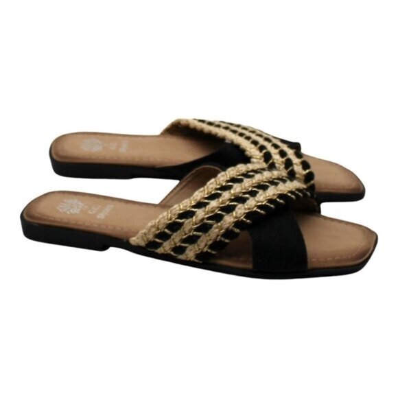 GC Shoes Women S Charita Black Flat Sandals - Chic & Comfortable - Picture 2 of 8